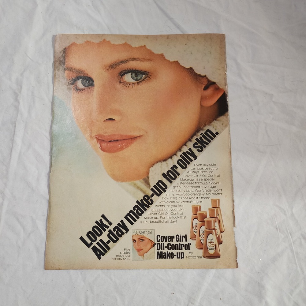 Vintage Print Ad Cover Girl Oil-Control Make-up oily skin 1977 clipping 8x10